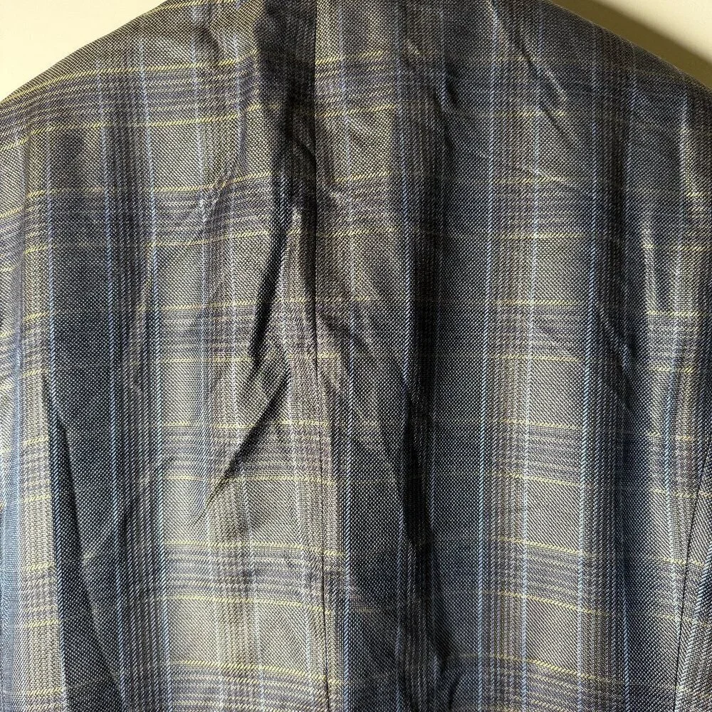 MaxDavoli Baroni Silk & Wool Tessilstona Blazer/Sports Jacket Blue Plaid Sz 40R